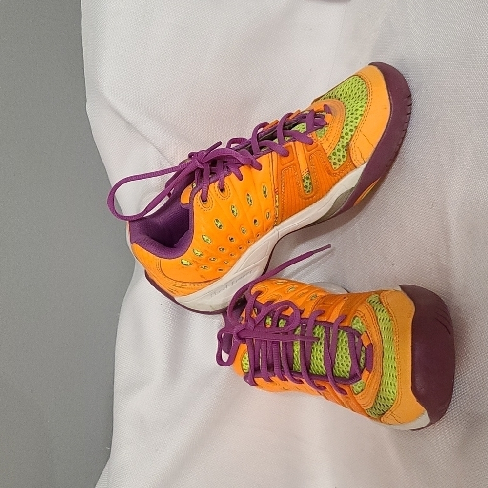 Prince Shock Eraser Women's‎ Sneakers Orange Chartreuse Purple Size 7 GUC